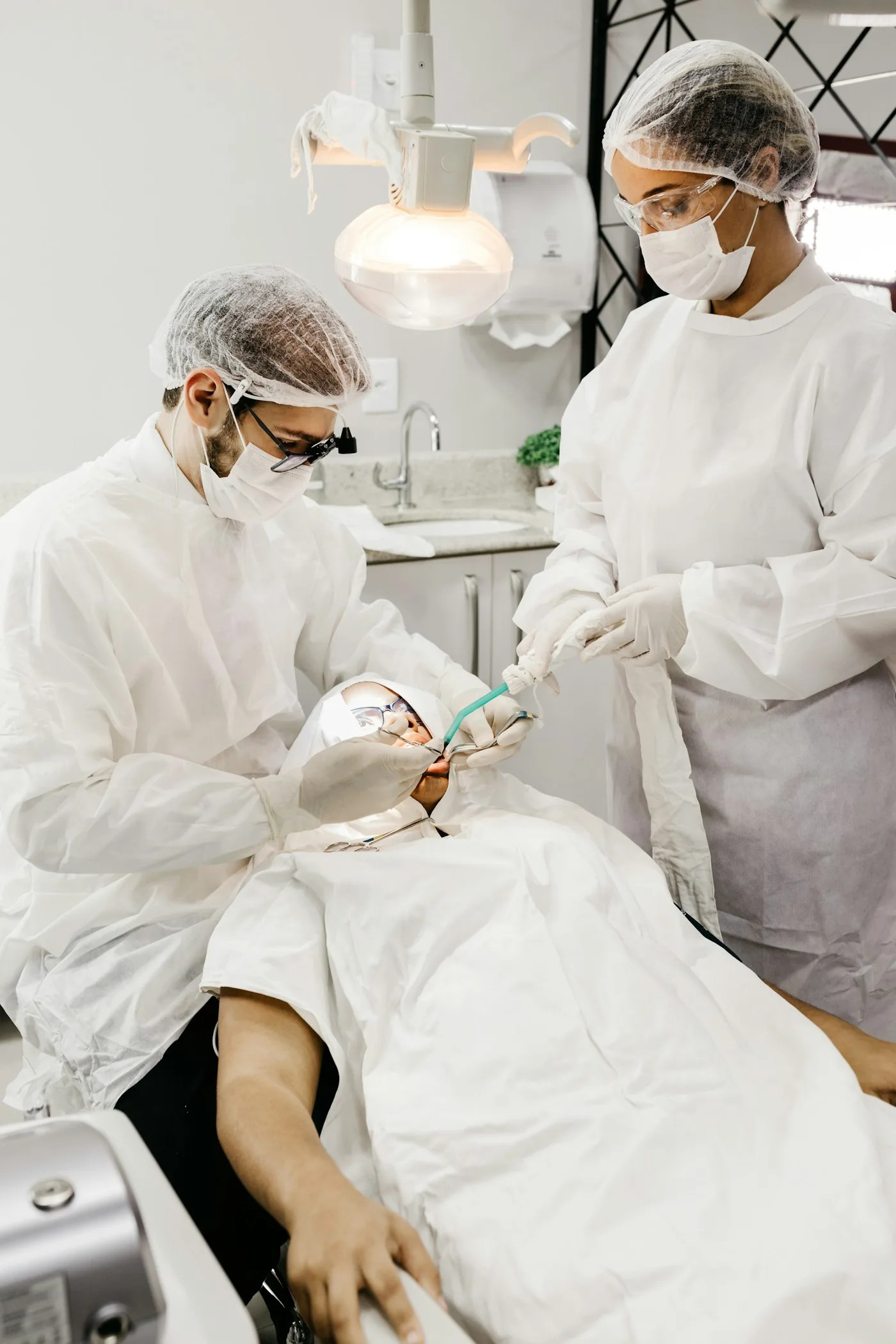 Healthcare worker preparing home sample collection